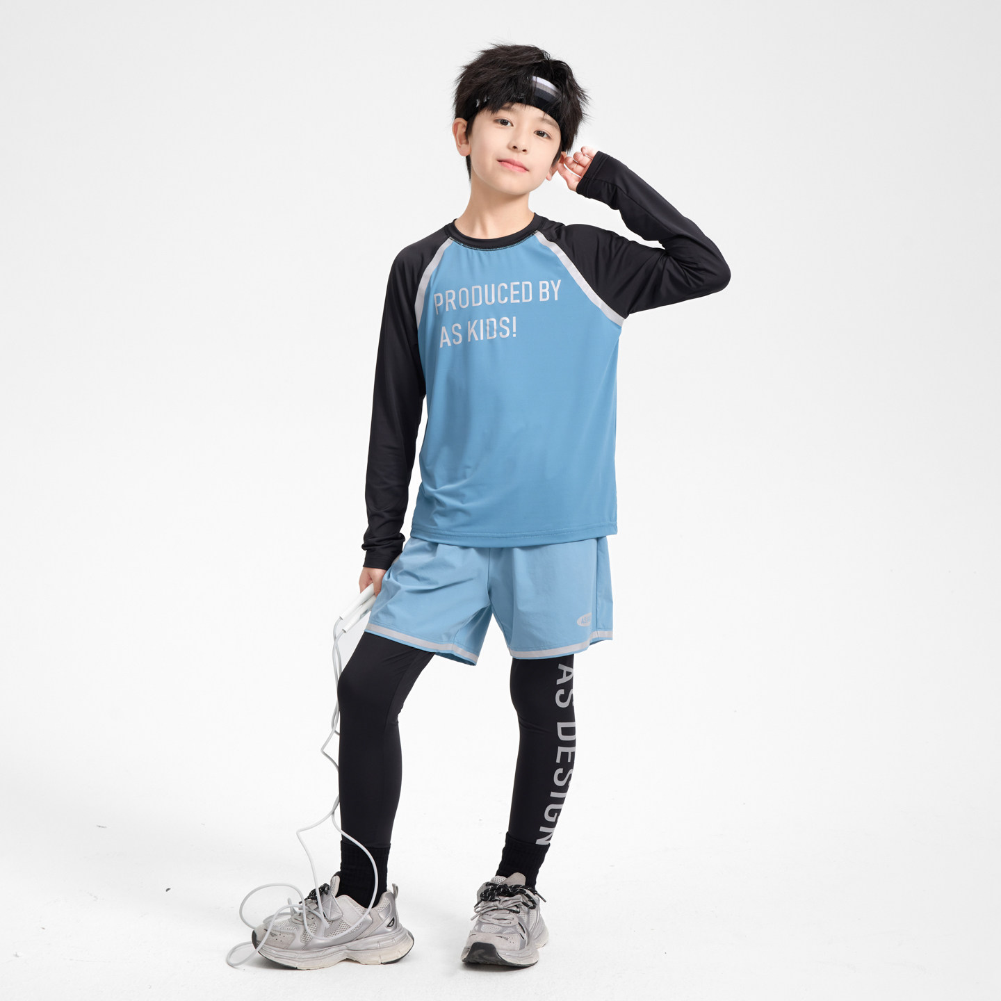 男童春秋速干运动服三件套新款