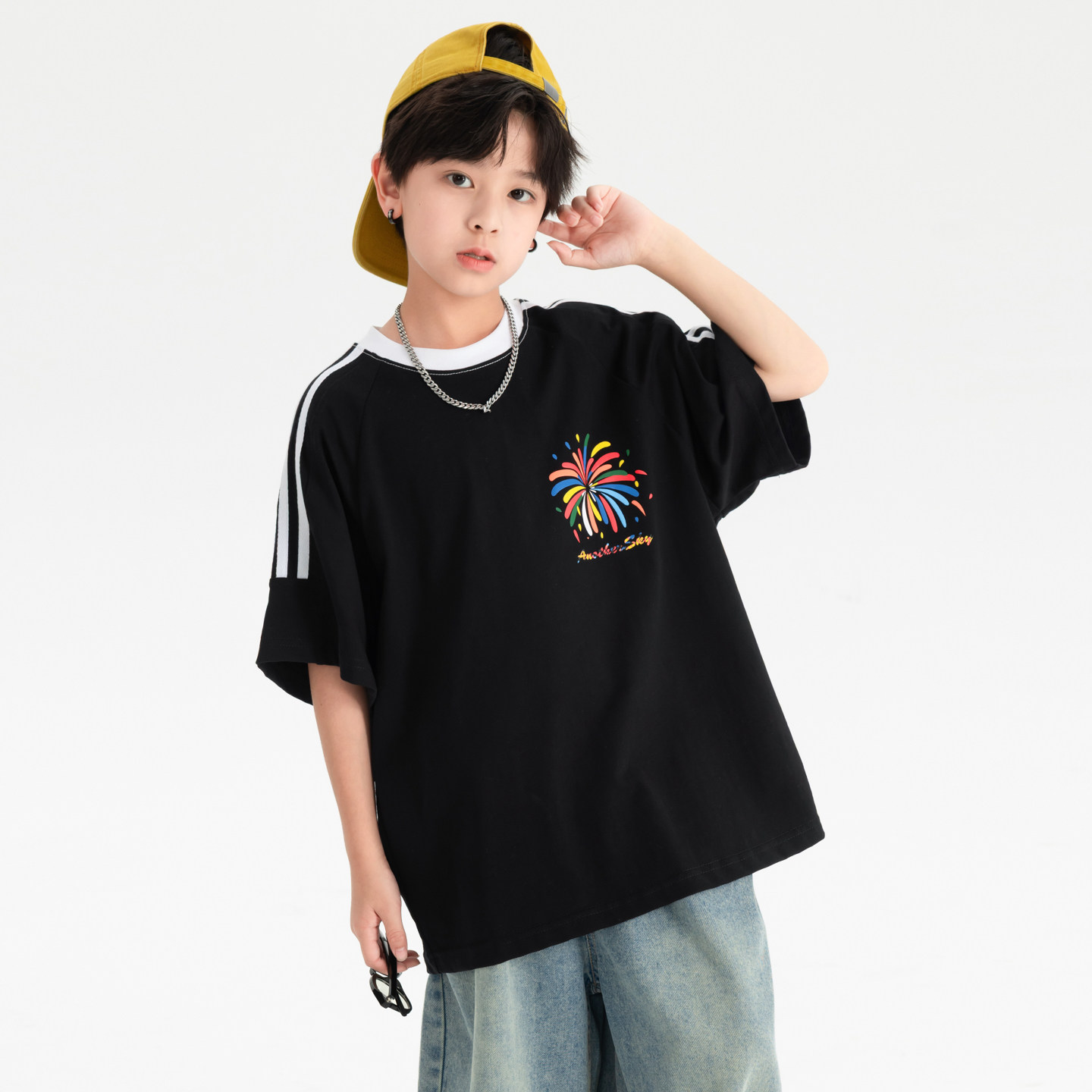 男童夏季纯棉宽松短袖T恤新款