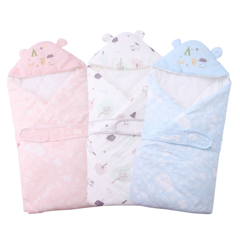 bibibest新生儿抱被纯棉加厚