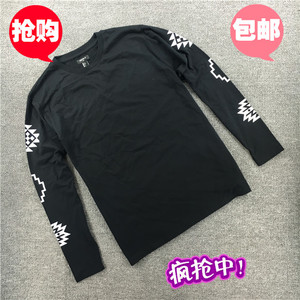 新款外贸原单F家黑色袖子印花百搭长袖T恤男装 全国包邮