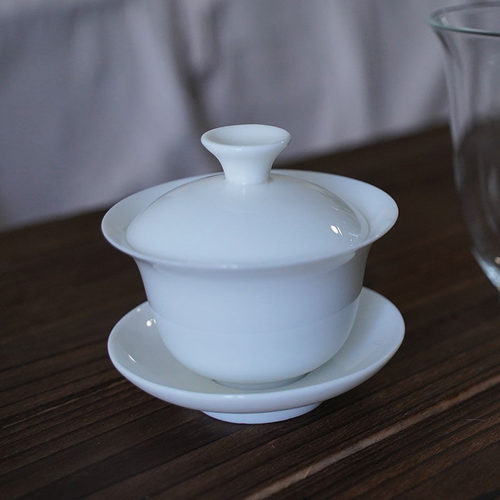 羊脂玉盖碗功夫茶具陶瓷