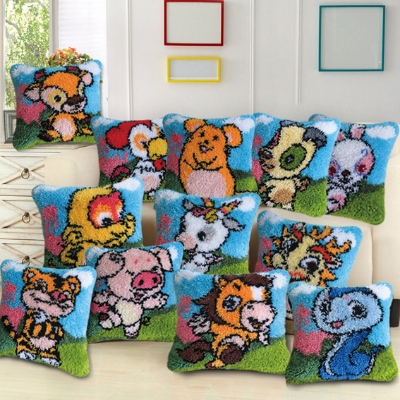 diy毛线立体绣材料包抱枕靠枕