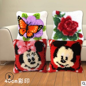 段段绣毛线钩针3D立体印花十字绣地毯绣彩印大抱枕靠枕田园套件