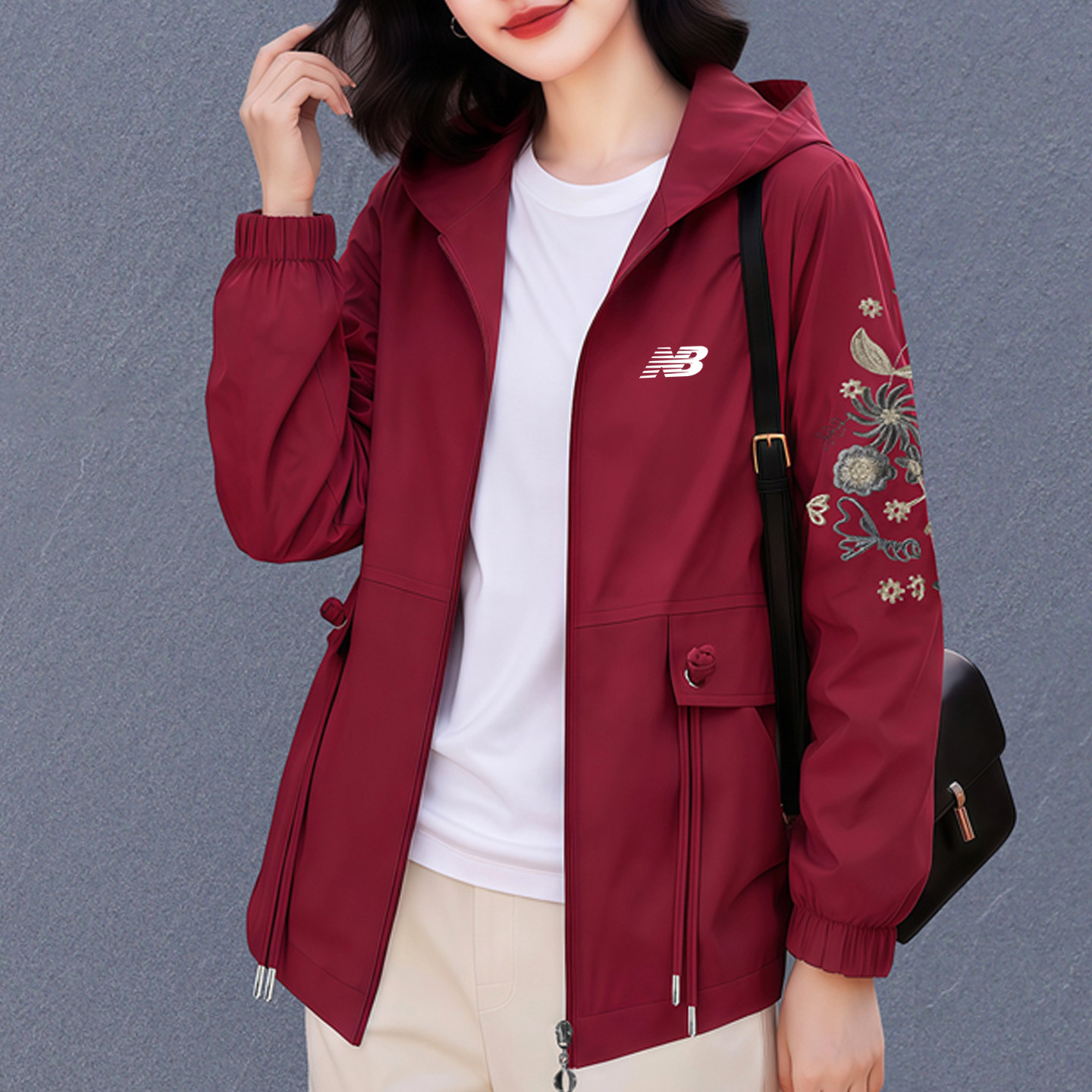 奥莱专柜丨绣花连帽外套女春秋季