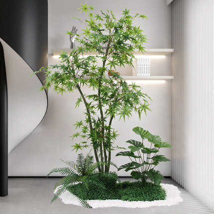 仿真绿植造景组合南天竹盆栽景观假树室内装饰假植物客厅塑料红枫