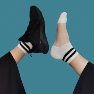 运动短袜 新款 厘度袜子女夏薄款 半棉丝袜两条杠玻璃丝冰丝原创男士