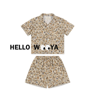 2023NEW夏款ks同款男女儿童宝宝动物园大象短袖长颈鹿短裤家居服