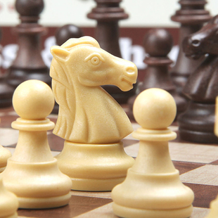 西洋跳棋64格棋 友邦大号仿木制国际象棋磁性塑料棋子折叠棋盘套装