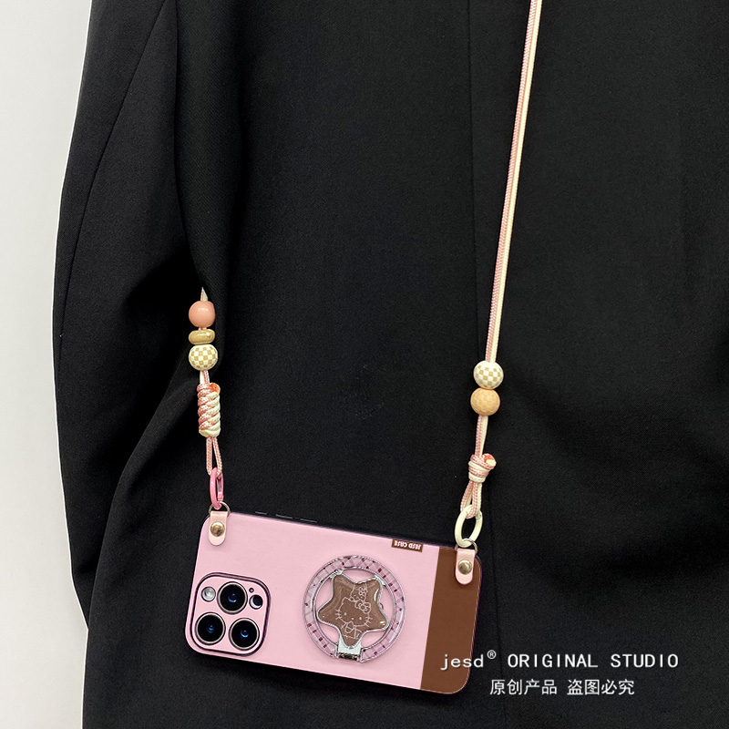 咖线条kt适用苹果17Air手机壳iphone16promax卡通15pro新款14/13磁吸支架max保护套15女16pro全包防摔