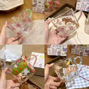 原创特别好看家用高硼硅耐热大容量带刻度马年办公室水杯玻璃杯