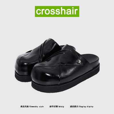 平替同款 crosshair秋季创意暗黑褶皱勃肯包头拖男懒人鞋包头皮拖