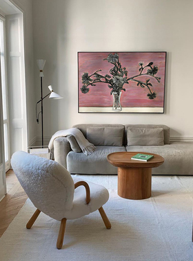 纯手绘SANYU常玉的花粉底瓶菊客厅油画巨幅无框画诧寂风客厅挂画