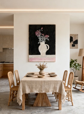 手绘侘寂风常玉的画SANYU蔷薇花巨幅花卉油画无框客厅装饰可定制