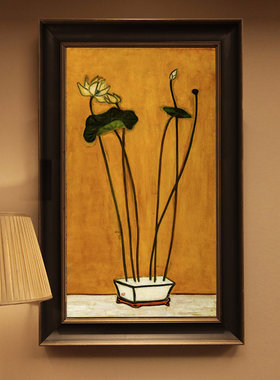 经典手绘SANYU常玉的画 荷新中式茶室书房玄关装饰好寓意花卉挂画