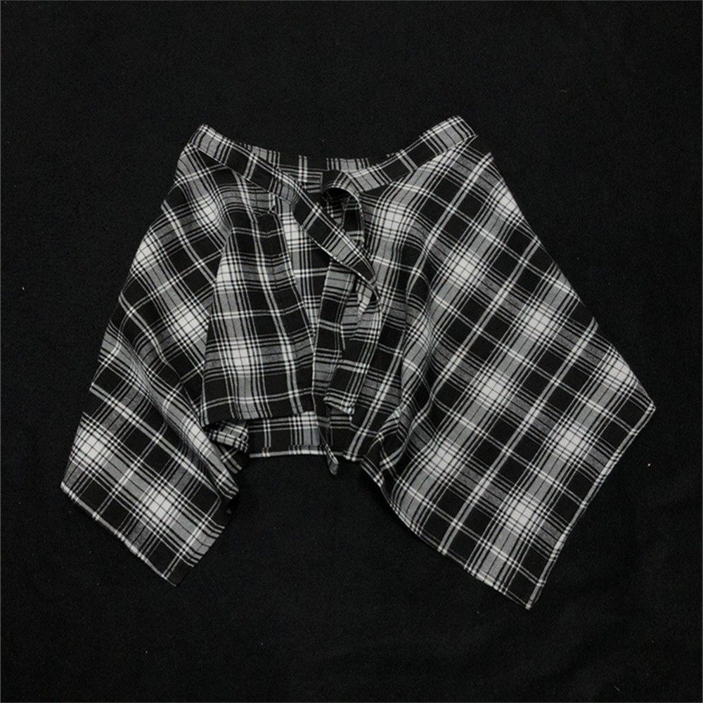 美式风高街屁帘儿童款百搭运动配饰黑白格子半身裙女童叠穿下摆潮