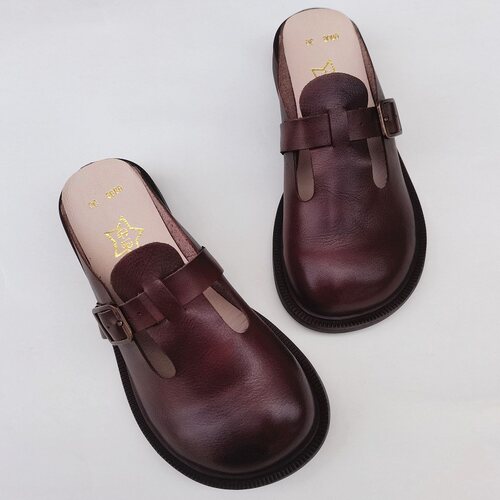 平软底外贸纯皮原单手工大头鞋