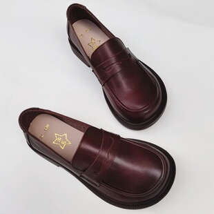 春夏季真皮大头英伦风小皮鞋女外贸头层牛皮原单手工纯皮透气单鞋