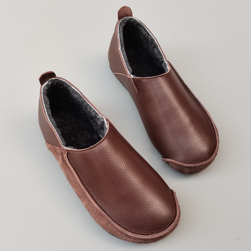 冬季里外真皮纯羊毛低帮大棉鞋女