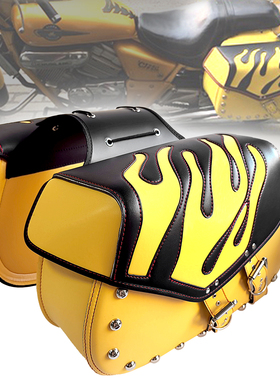黄色摩托车边包挂包侧边箱哈雷太子力帆V16摩瑞800改装通用马鞍包