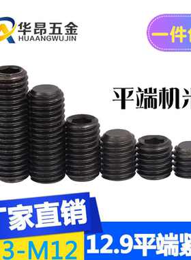 12.9级平端内六角紧定螺丝机米顶丝无头止付螺钉M3M4M5M6M8M10M12