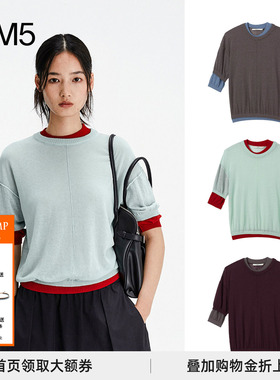 现货 yigenanaya同款COTEMP   Sweater 假两件薄透针织上衣短袖女