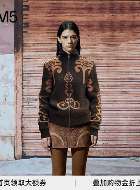 J1M5买手店 NEAR4REST 24秋冬新品 土棕宝塔花拉链毛衣