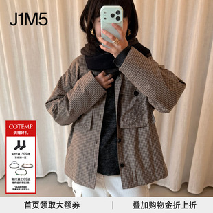 JACKET格纹刺绣印花绗缝棉衬衫 COTEMP BOX PADDING 夹克女 25秋冬