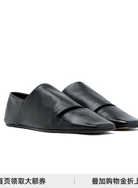 J1M5买手店 MM6黑色方头套穿式乐福鞋女 一脚蹬 S66WR0021