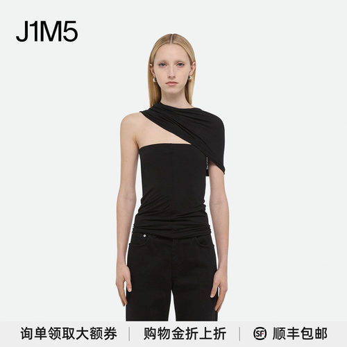 单侧露肩无袖上衣设计师品牌