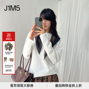 【董洁同款】INTO THE EAST 25早秋 复古腰果方巾长袖T恤 设计师