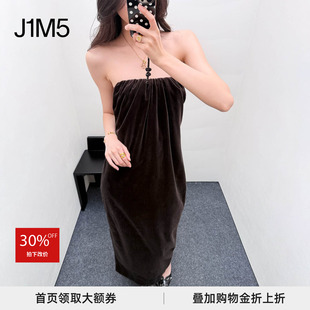 J1M5买手店 IMMI 26早春新品 平绒抹胸式长款连衣裙 设计师品牌