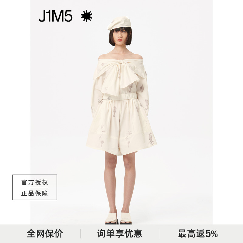 J1M5买手店 DEEPMOSS 22SS虚幻海洋印花一字领花结上衣裙裤套装女 女装/女士精品 衬衫 原图主图