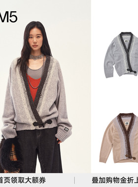 J1M5买手店 MEDIUM WELL 25秋冬渐变花纱V领羊毛开衫 设计师品牌