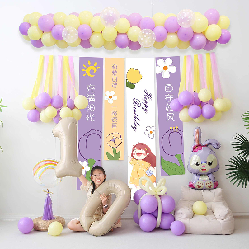 儿童十岁生日气球条幅挂布装饰