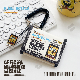 HAPPY原创可爱海绵宝宝名片三折pu皮夹银行卡学生身份证件收纳包