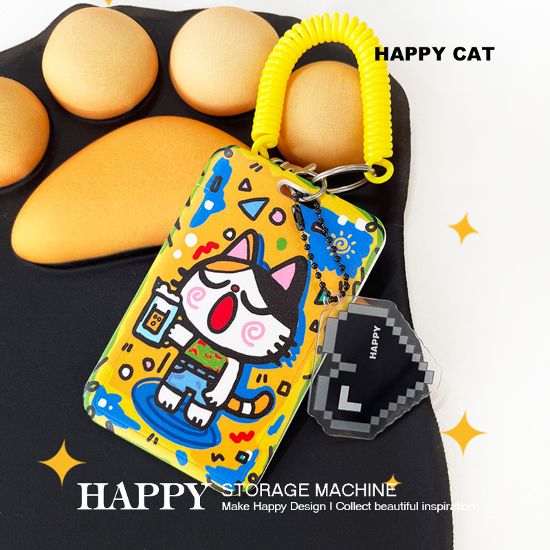 HAPPY原创哈啤酒的猫卡套学生饭卡校园公交地铁门禁卡证件收纳套