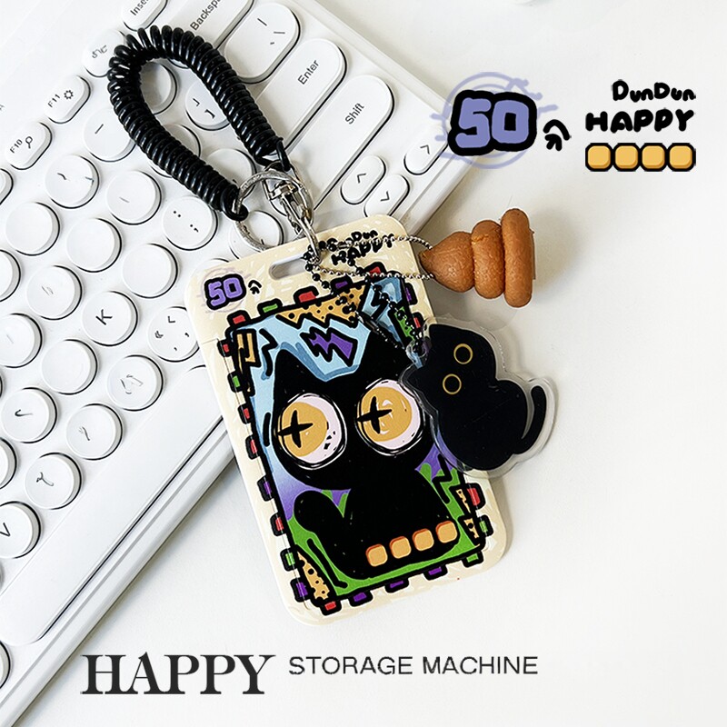 HAPPY原创邮票小黑猫卡套学生饭卡校园公交地铁门禁卡证件收纳套