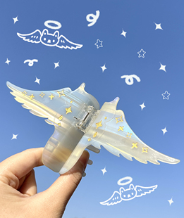猫头但是鹰原创海天使清新醋酸鲨鱼抓夹甜美盘发夹高颜值新潮发饰