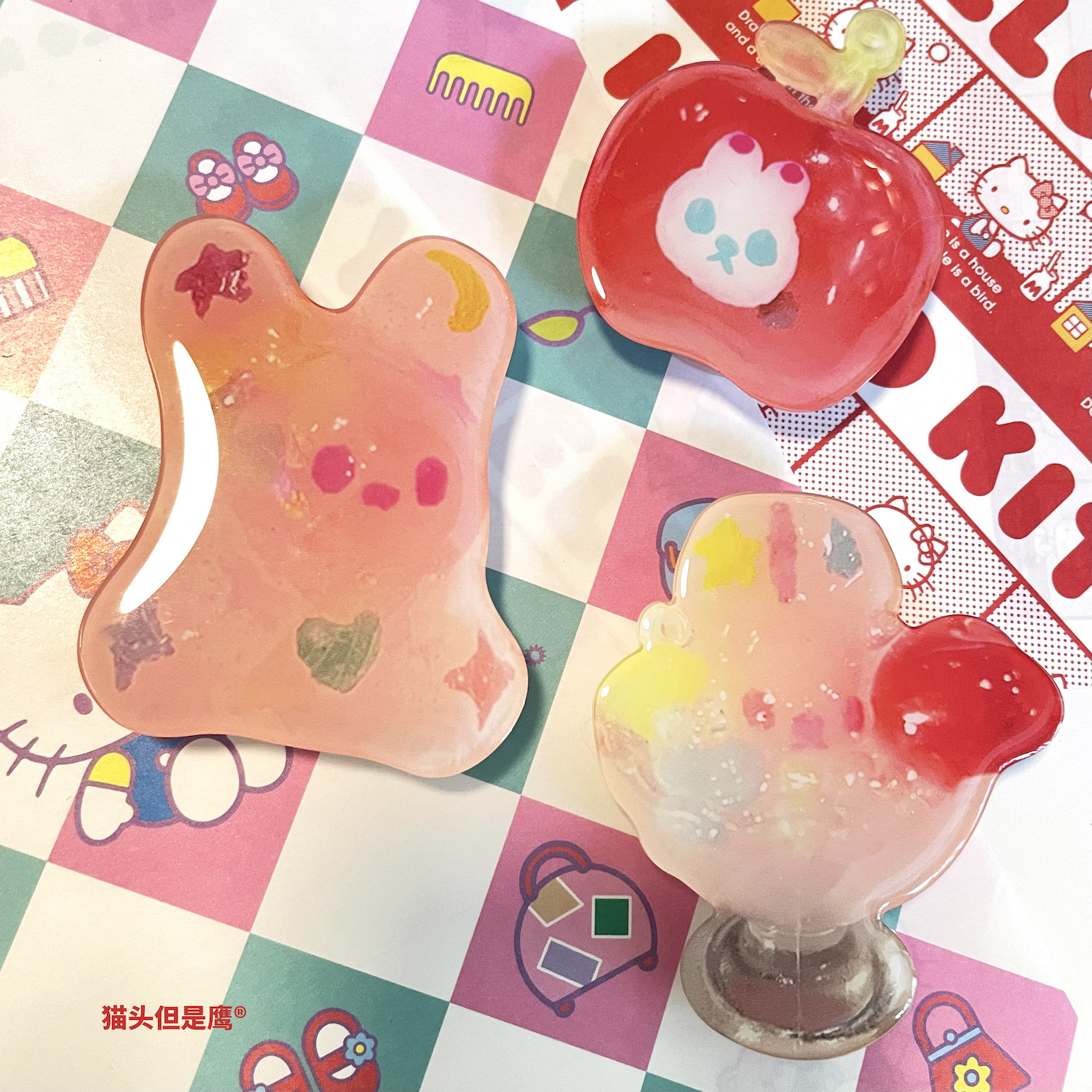猫头但是鹰原创设计创兔兔软糖意手机支架粘贴