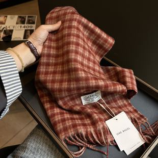 英伦风格子羊毛围巾女冬季2025新款百搭时尚披肩两用学生保暖围脖