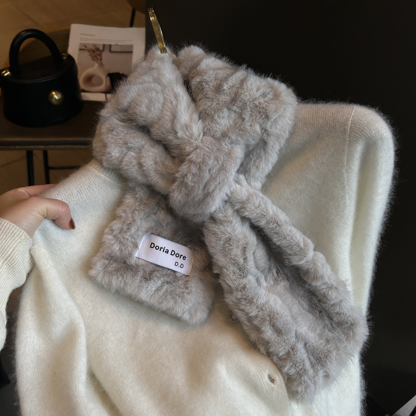 围巾女冬季韩系百搭保暖围脖女春秋季纯色毛领子围脖毛绒绒仿皮草