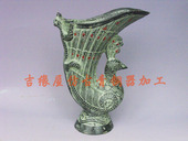 青铜器凤杯鸟爵仿古摆件客厅书房家居装 饰品展柜复古摆设送礼