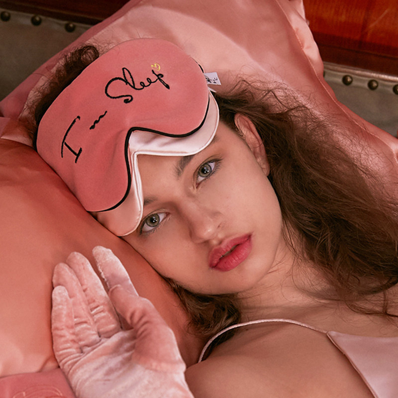 yesmylord真丝贴面眼罩情侣刺绣桑蚕丝填充丝绒遮光伴手礼原创ins