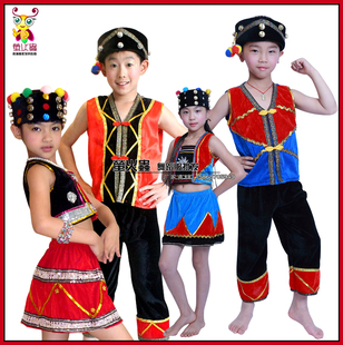 新款儿童高山族演出服男女童少数民族服装幼儿高山族舞蹈表演服装