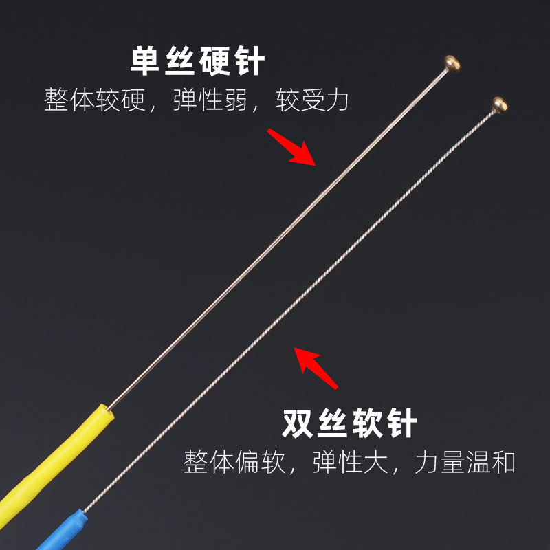 专业采耳蘑菇头钢柄防滑银针双丝