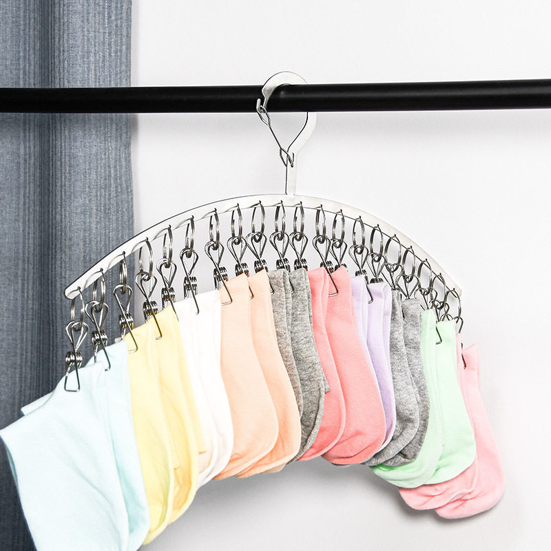 多夹子晾衣架家用不锈钢晒袜子架多功能防风内衣宿舍挂钩扁条袜架,收纳整理,金属衣架,淘宝优惠券,粉丝福利购,淘宝优惠卷