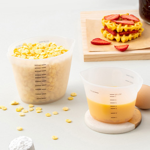 耐高温硅胶带刻度250ml量杯厨房烘培工具液体称量杯500ml计量杯