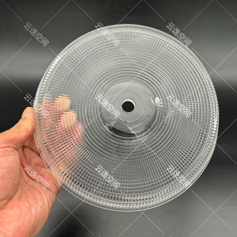 现代吊灯灯具灯饰美式法式欧式盘子碟子透明网格玻璃平口条纹碟罩