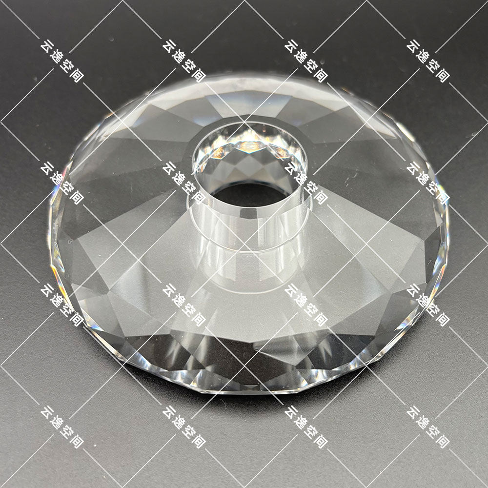 灯罩水晶原片12厘米圆盘飞碟K9透明16面圆形3cm孔吊灯具外罩外壳图片