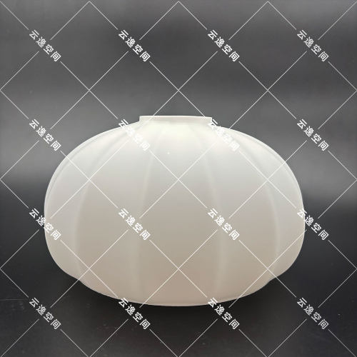 灯罩18厘米条纹竖纹磨砂沙白E27玻璃伞形中式吊灯灯具灯饰外罩壳